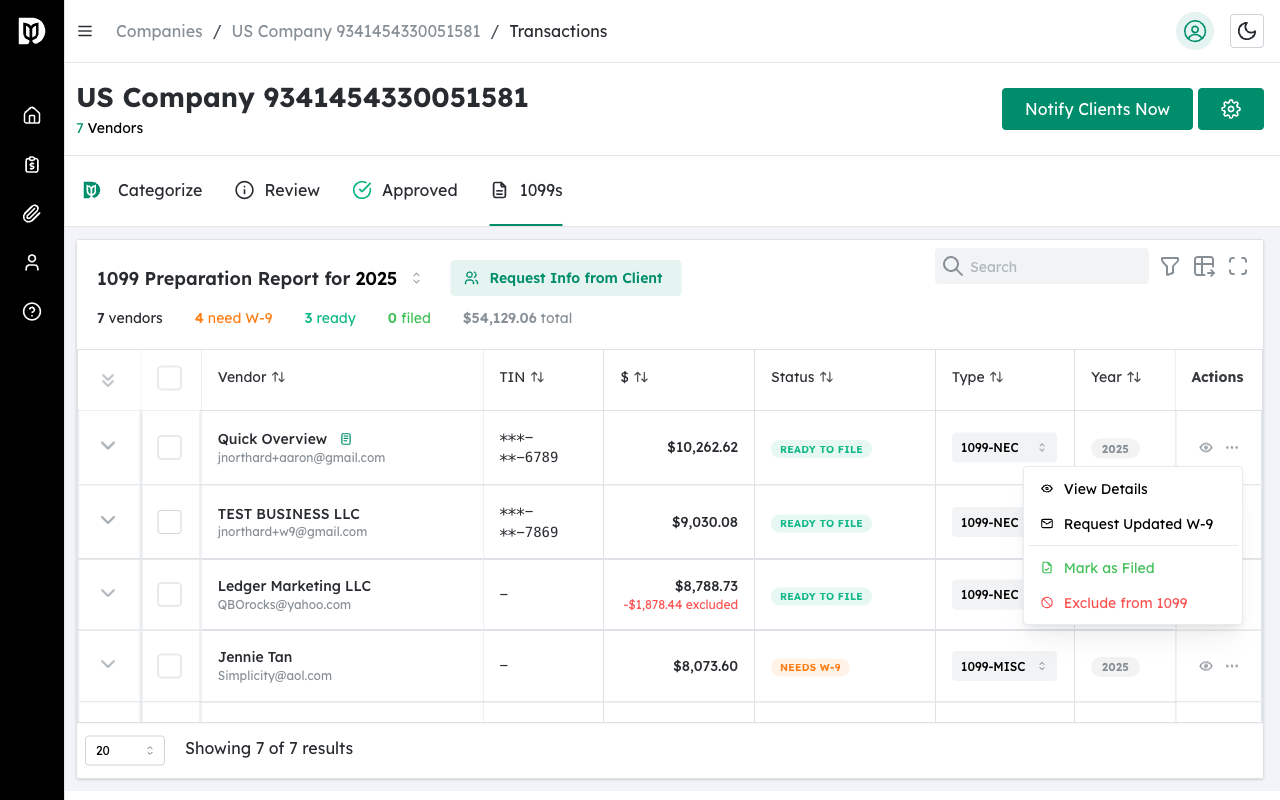 Actions menu showing exclude option