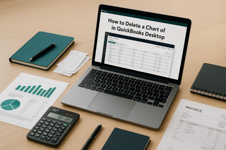 Screenshot of QuickBooks Desktop interface showing the Chart of Accounts list being edited by a small business owner.