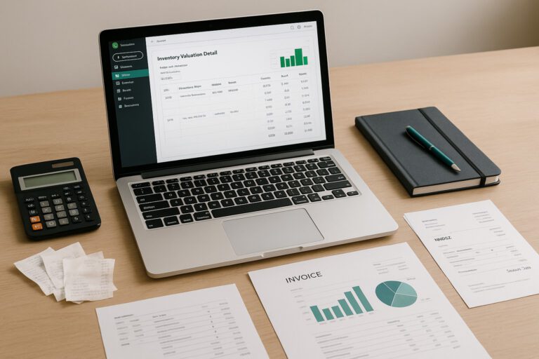 QuickBooks dashboard showing inventory adjustment options for small business accounting