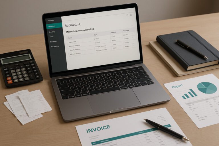 Screenshot of QuickBooks desktop interface showing memorized transactions list with a highlighted delete option for small business accounting.