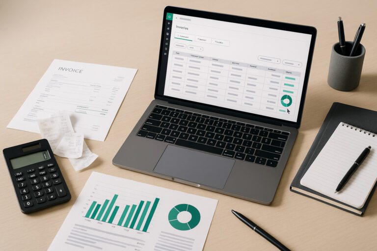 A small business owner reviewing uncleared transactions in QuickBooks Online on a laptop, focusing on bookkeeping accuracy.