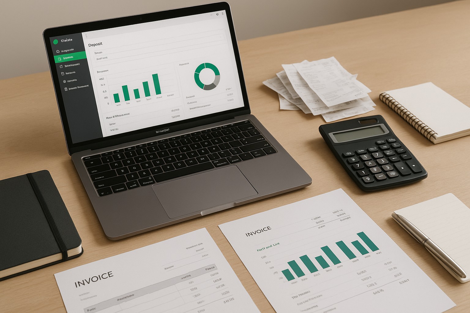 Accountant entering a personal cash deposit into QuickBooks on a laptop in a small business office.