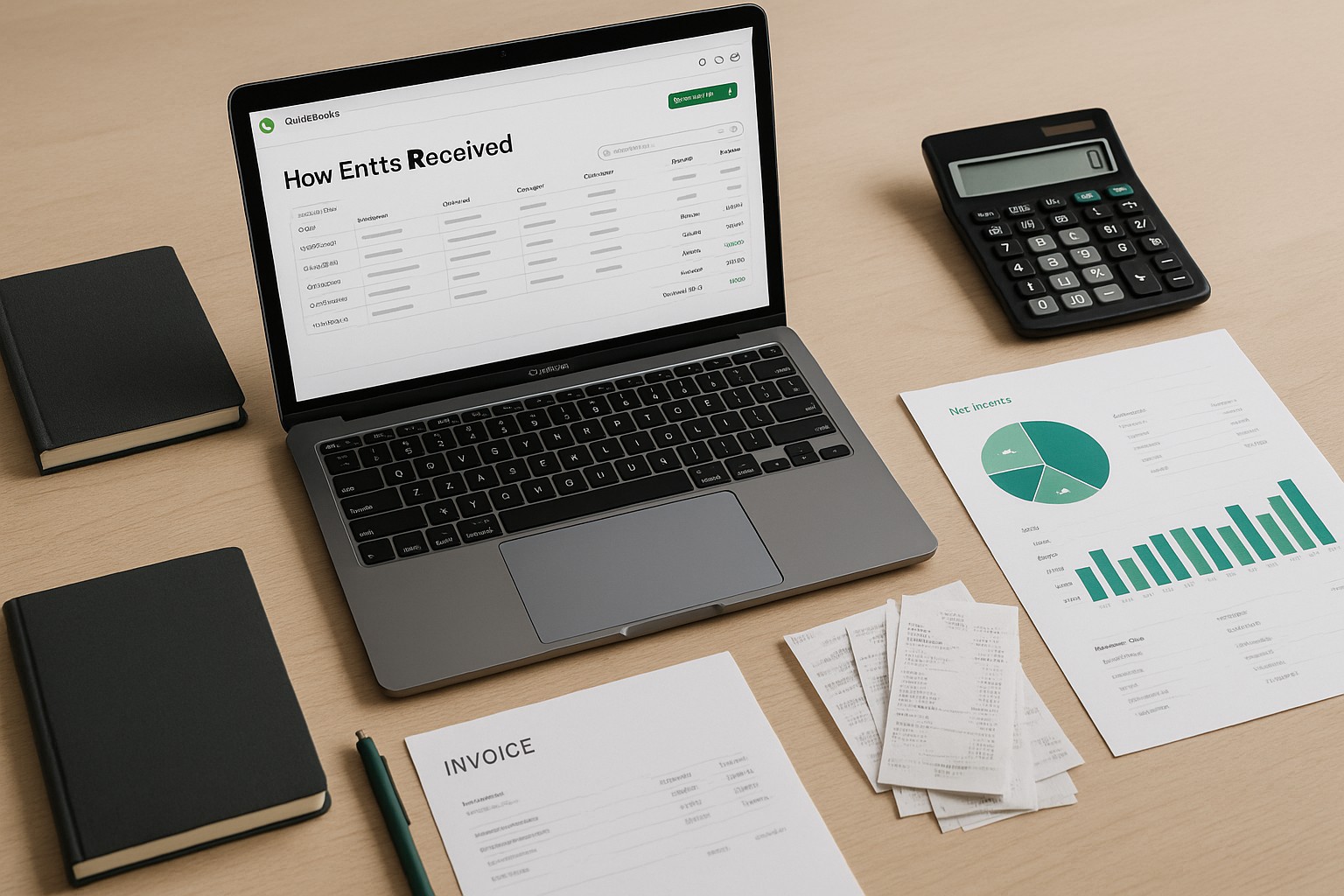 Screenshot of QuickBooks desktop showing rent income entry for a small business