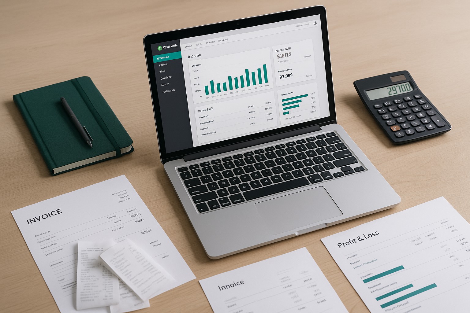 Screenshot of QuickBooks dashboard showing gross sales report for small business accounting.