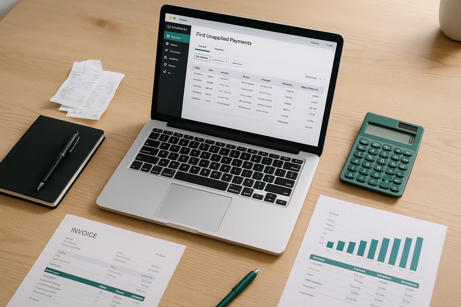 Screenshot of QuickBooks dashboard highlighting unapplied payments in customer transactions list