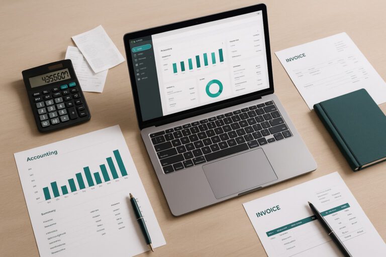 Accountant troubleshooting QuickBooks Java install error 1601 on a laptop with financial documents nearby