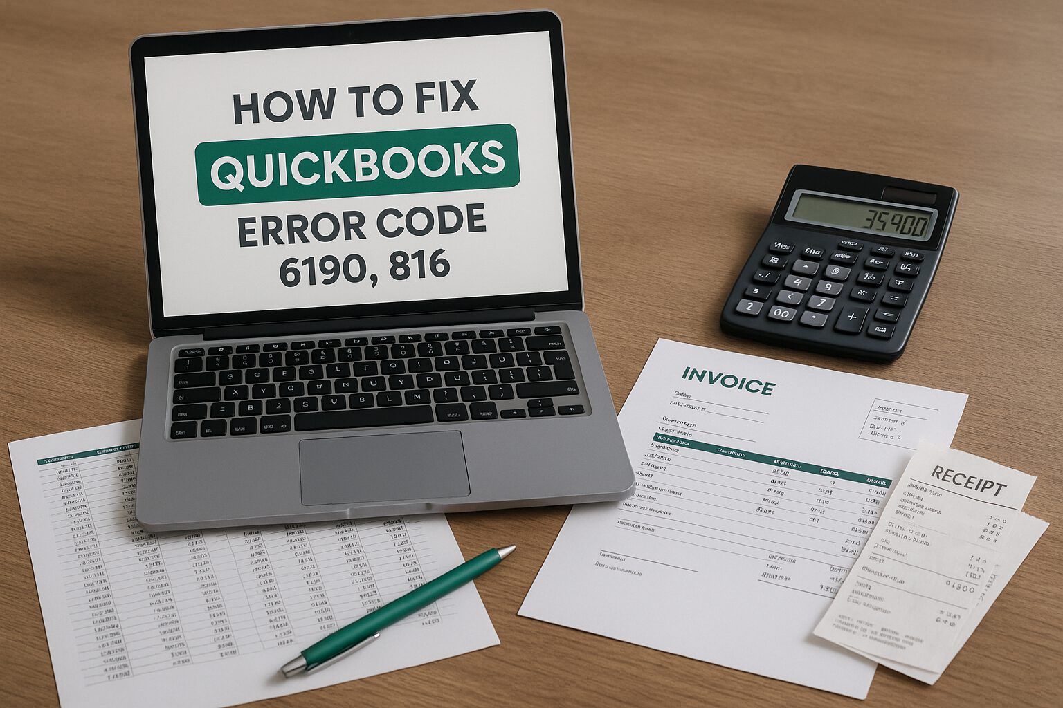 Troubleshooting QuickBooks Error Code 6190, 816 on a computer screen
