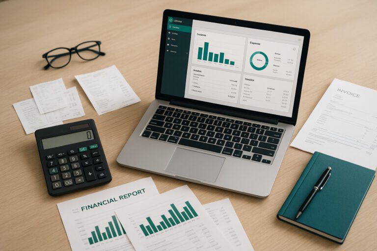 Accountant reviewing QuickBooks on a laptop with error message OL-332 displayed on screen