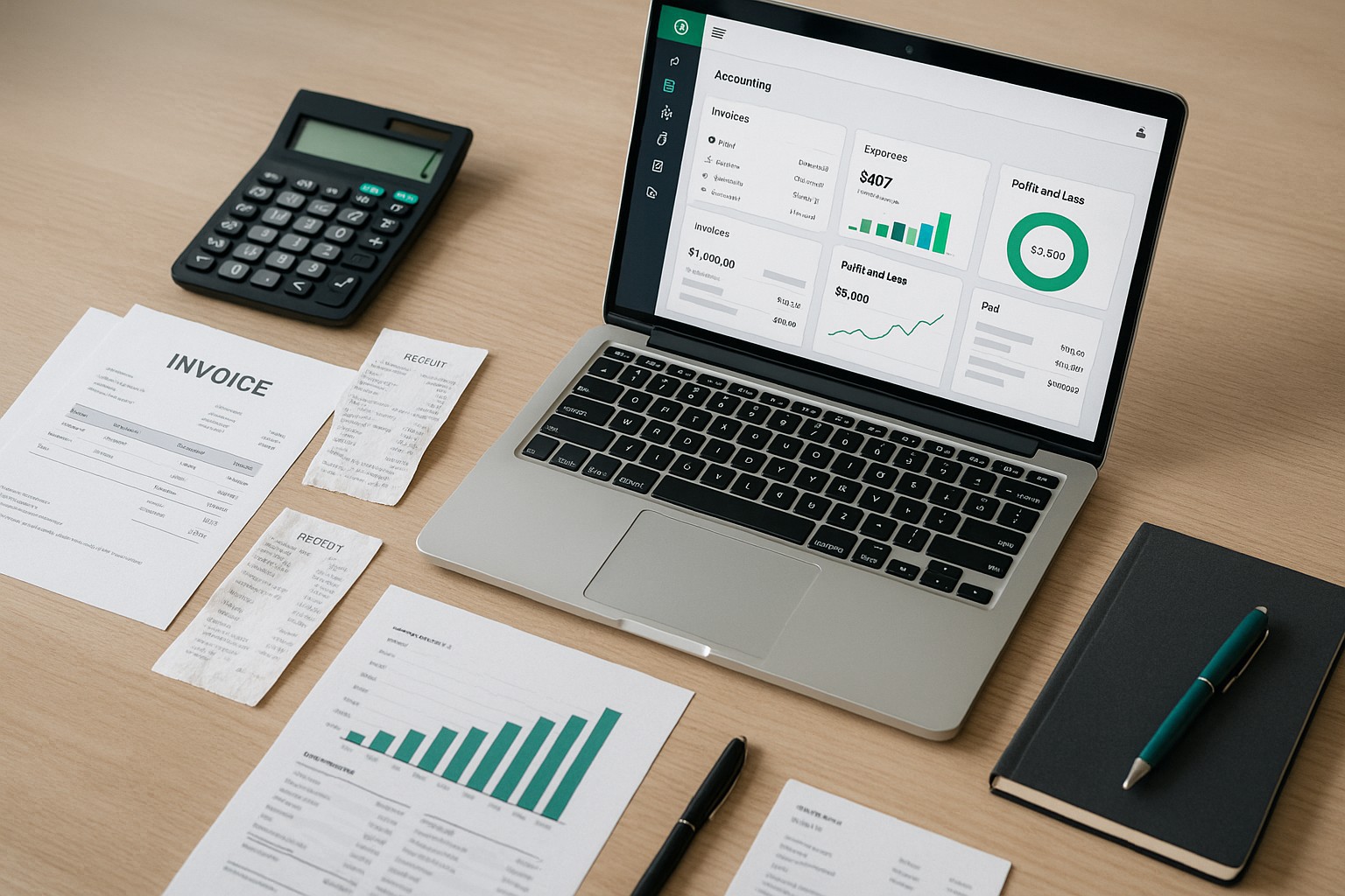 Accountant troubleshooting QuickBooks payroll update error 15243 on a laptop with financial documents nearby