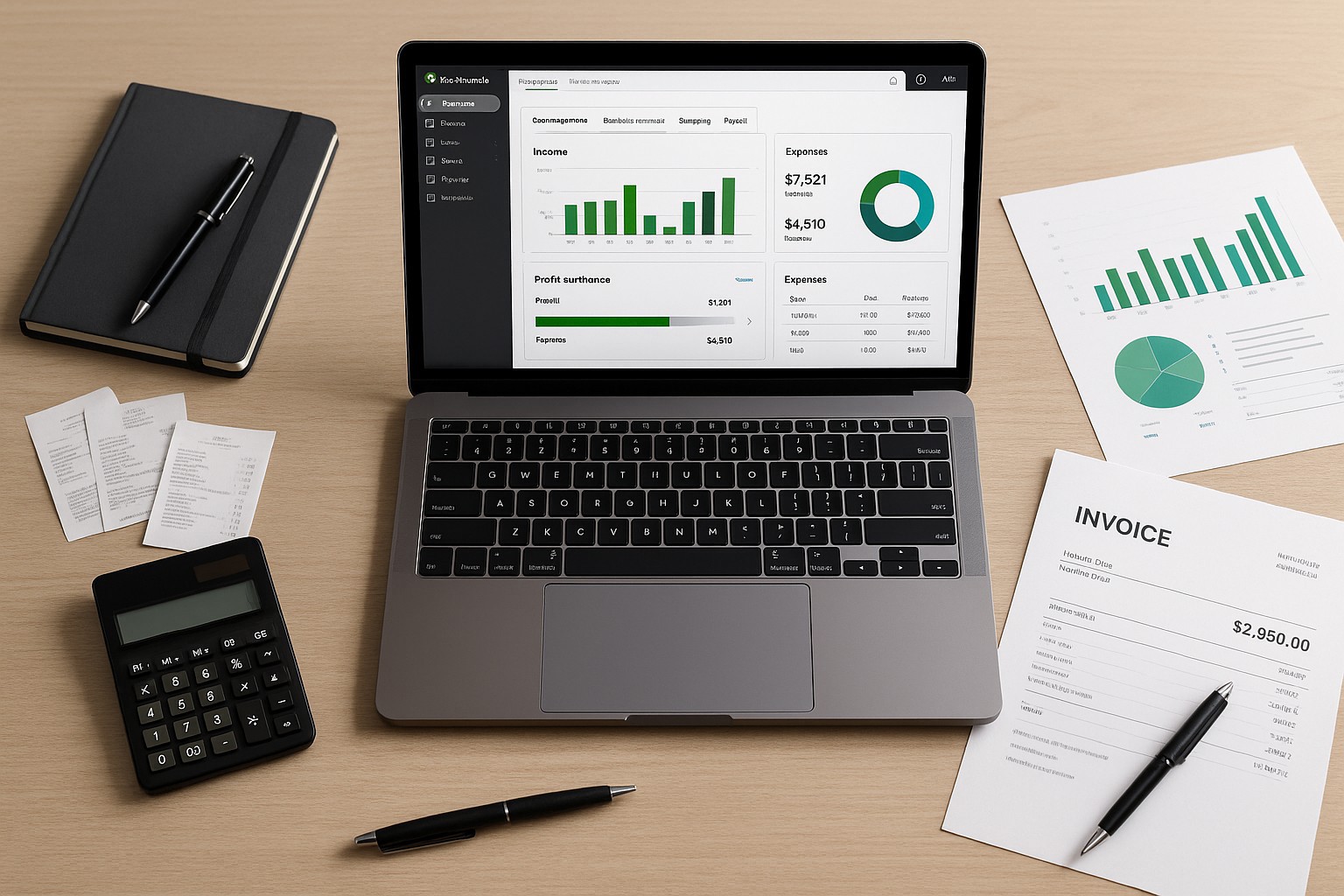 Accountant troubleshooting QuickBooks Error 1328 on a laptop with financial documents nearby
