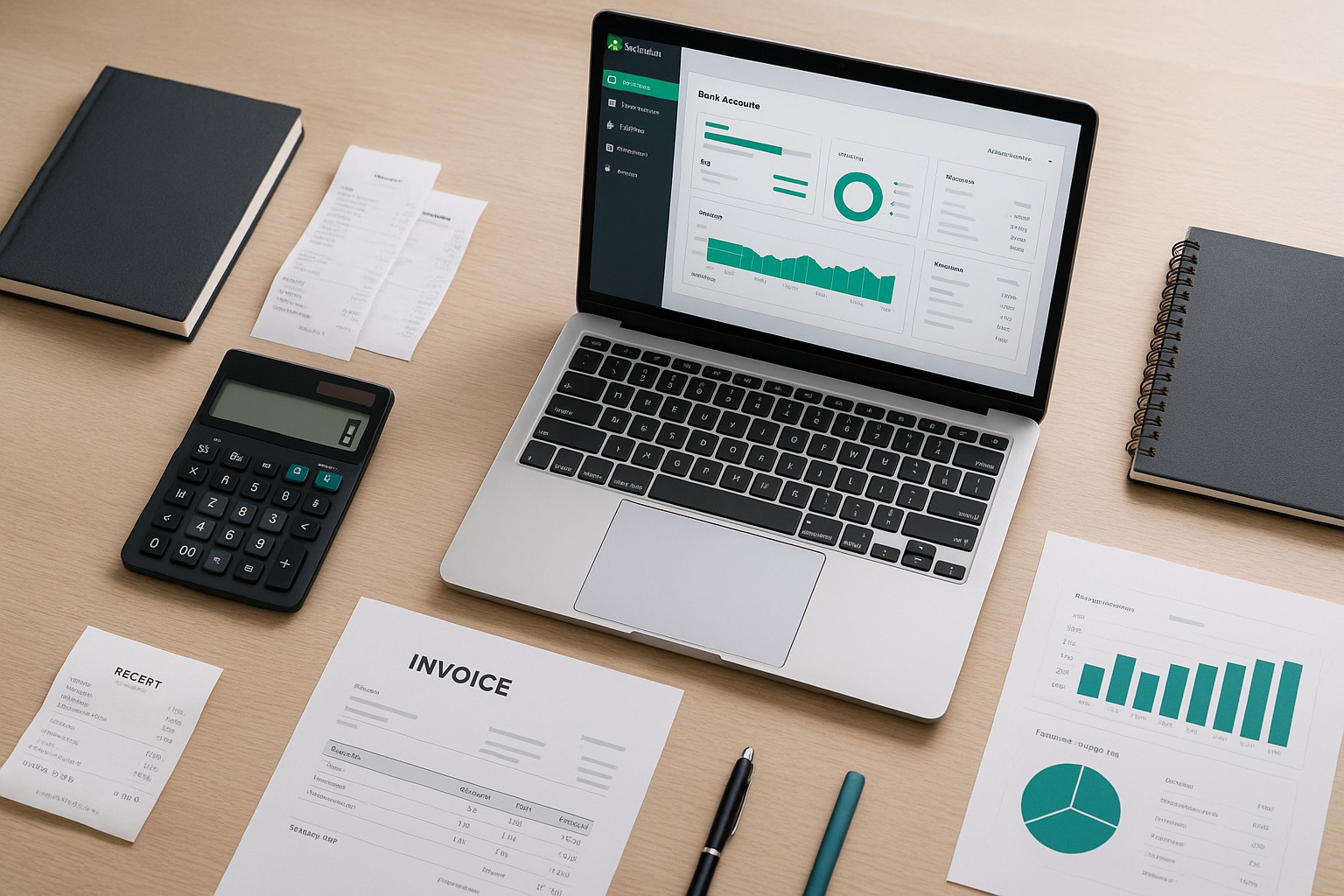 Accountant using QuickBooks Desktop on a computer to import financial files for small business bookkeeping.
