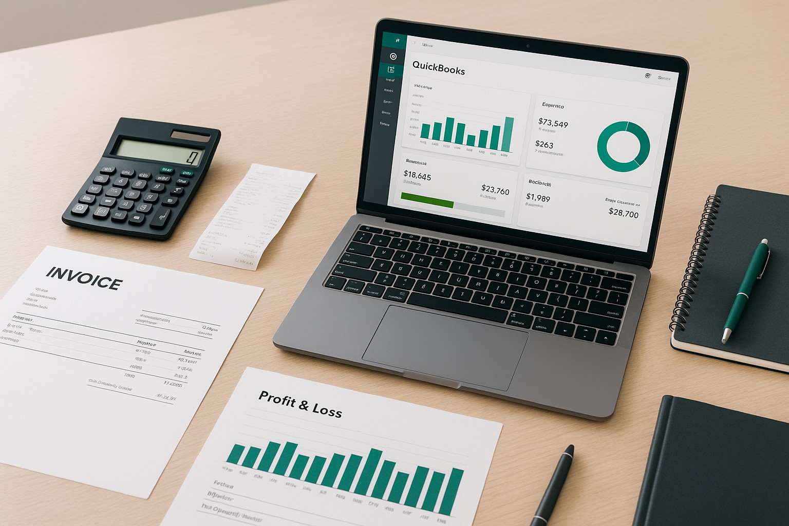 Two accountants comparing QuickBooks Cloud Hosting and QuickBooks Online on laptops in a modern office setting.