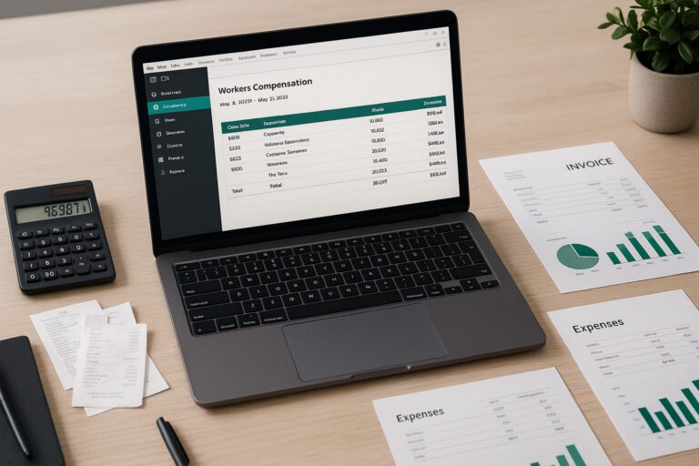 QuickBooks Desktop screenshot showing workers' compensation report for small business payroll accounting