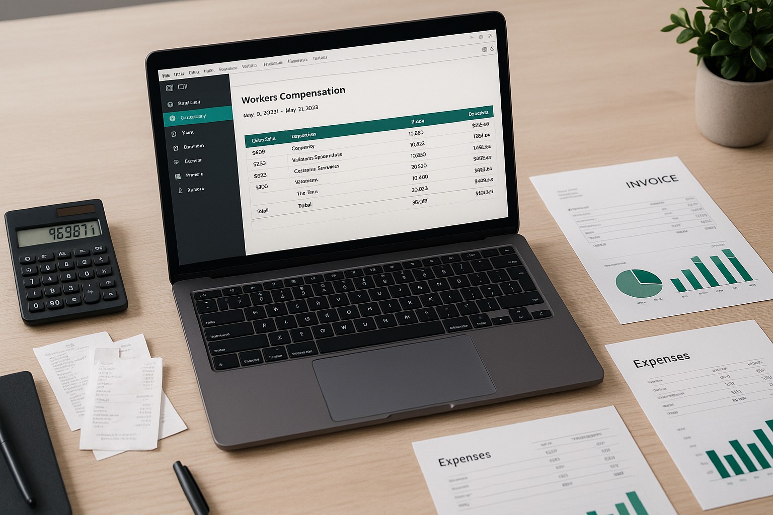 QuickBooks Desktop screenshot showing workers' compensation report for small business payroll accounting