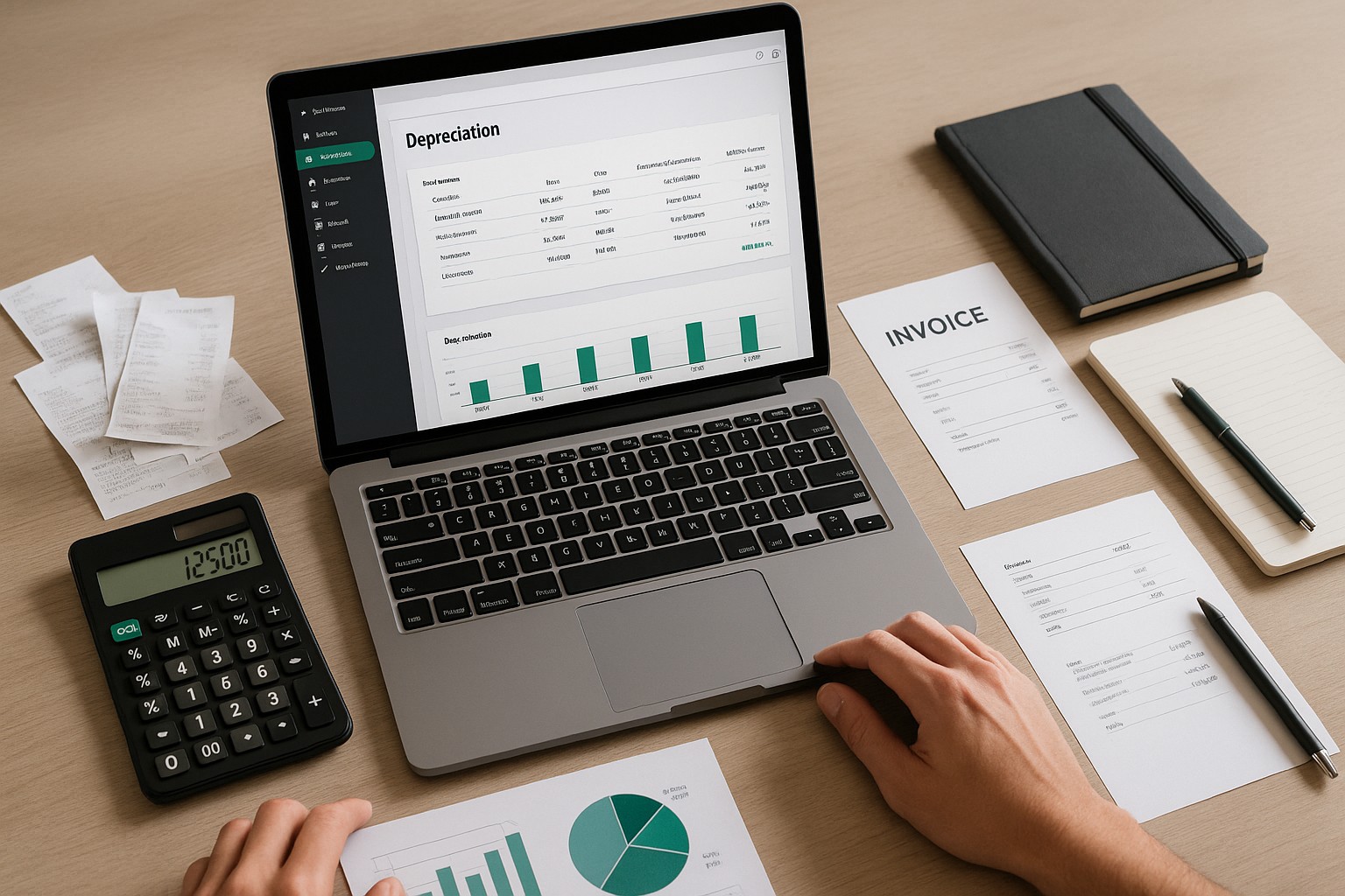 QuickBooks desktop screen showing fixed asset depreciation setup for small business accounting