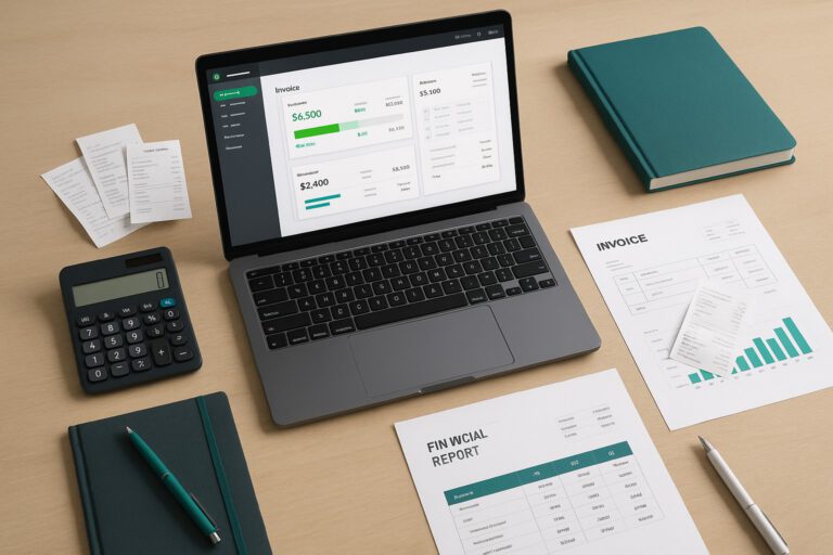 Accountant working on QuickBooks with IIF file import and export screens displayed on a laptop