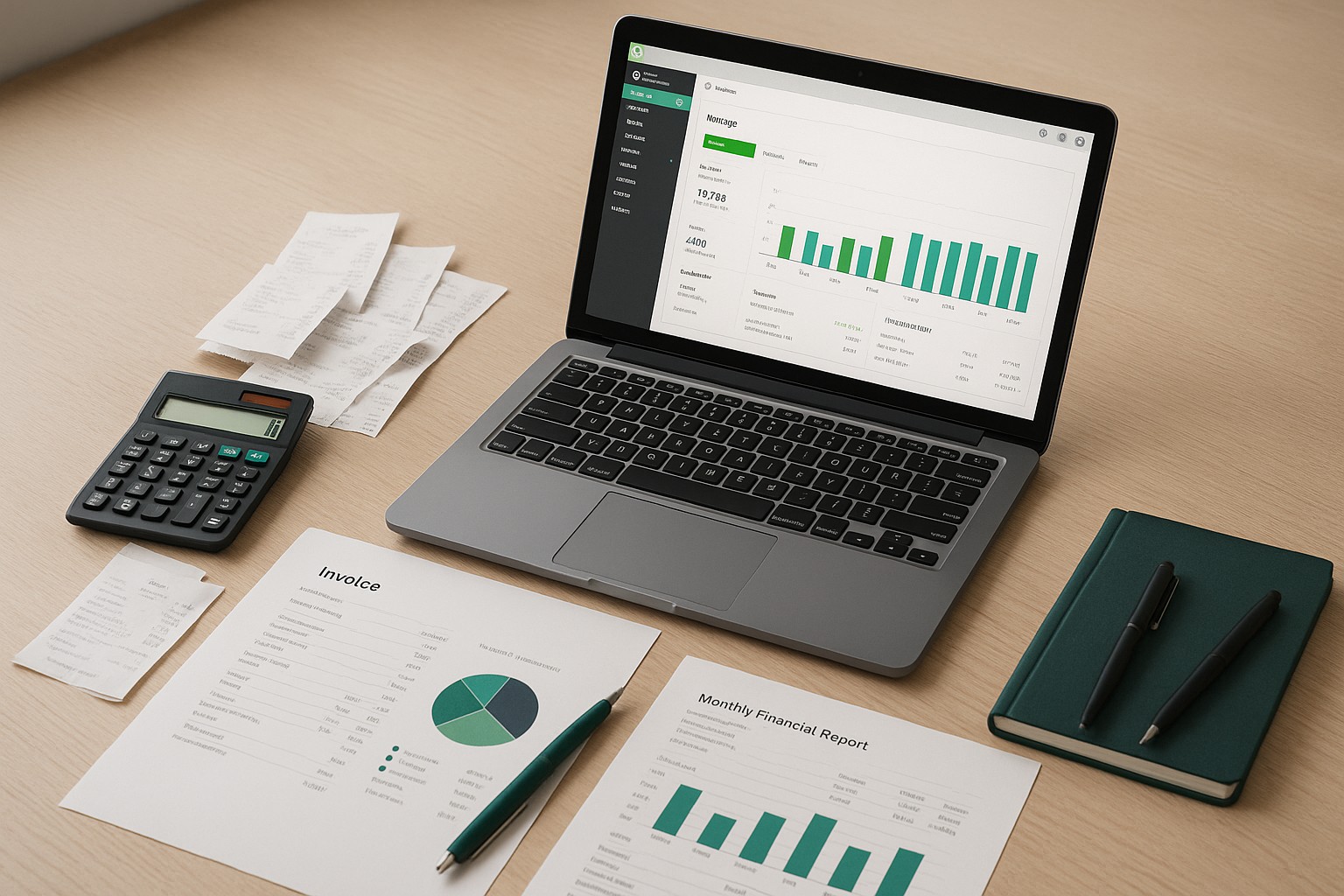 Accountant troubleshooting QuickBooks POS Error 176103 on a computer screen with bookkeeping documents nearby.