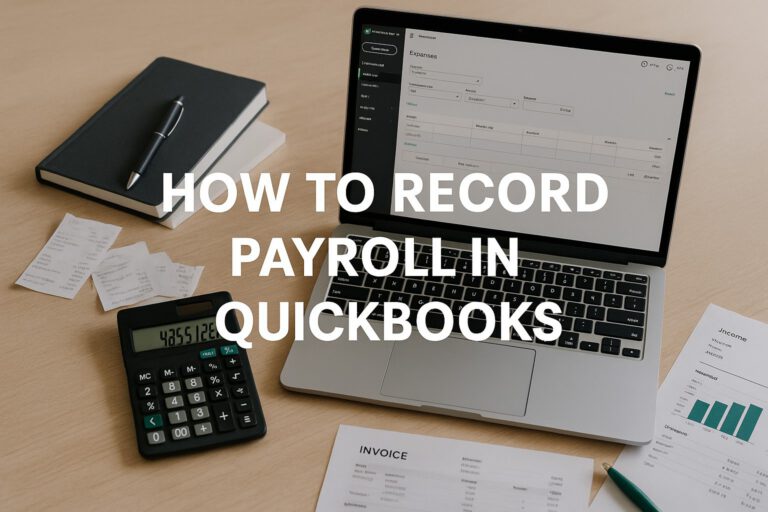 Screenshot of QuickBooks payroll entry screen with payroll details being recorded for a small business.