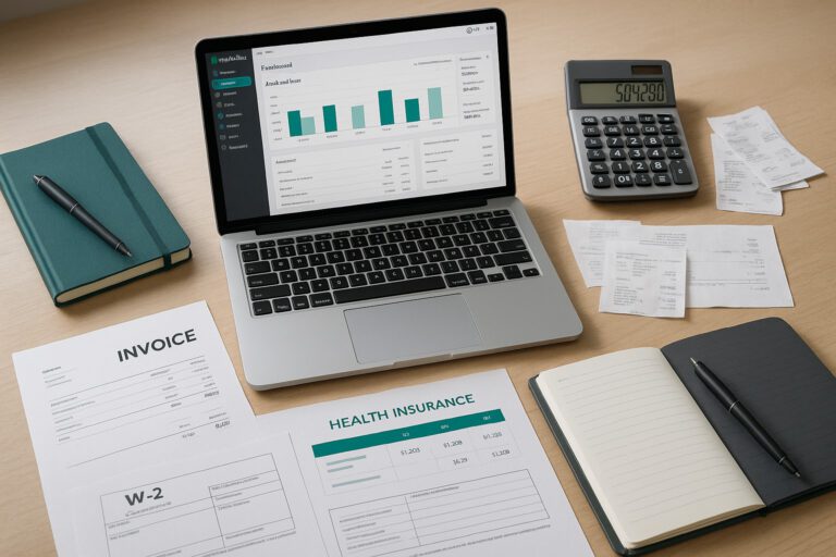 QuickBooks user entering employer health insurance information on a W-2 form for small business payroll.