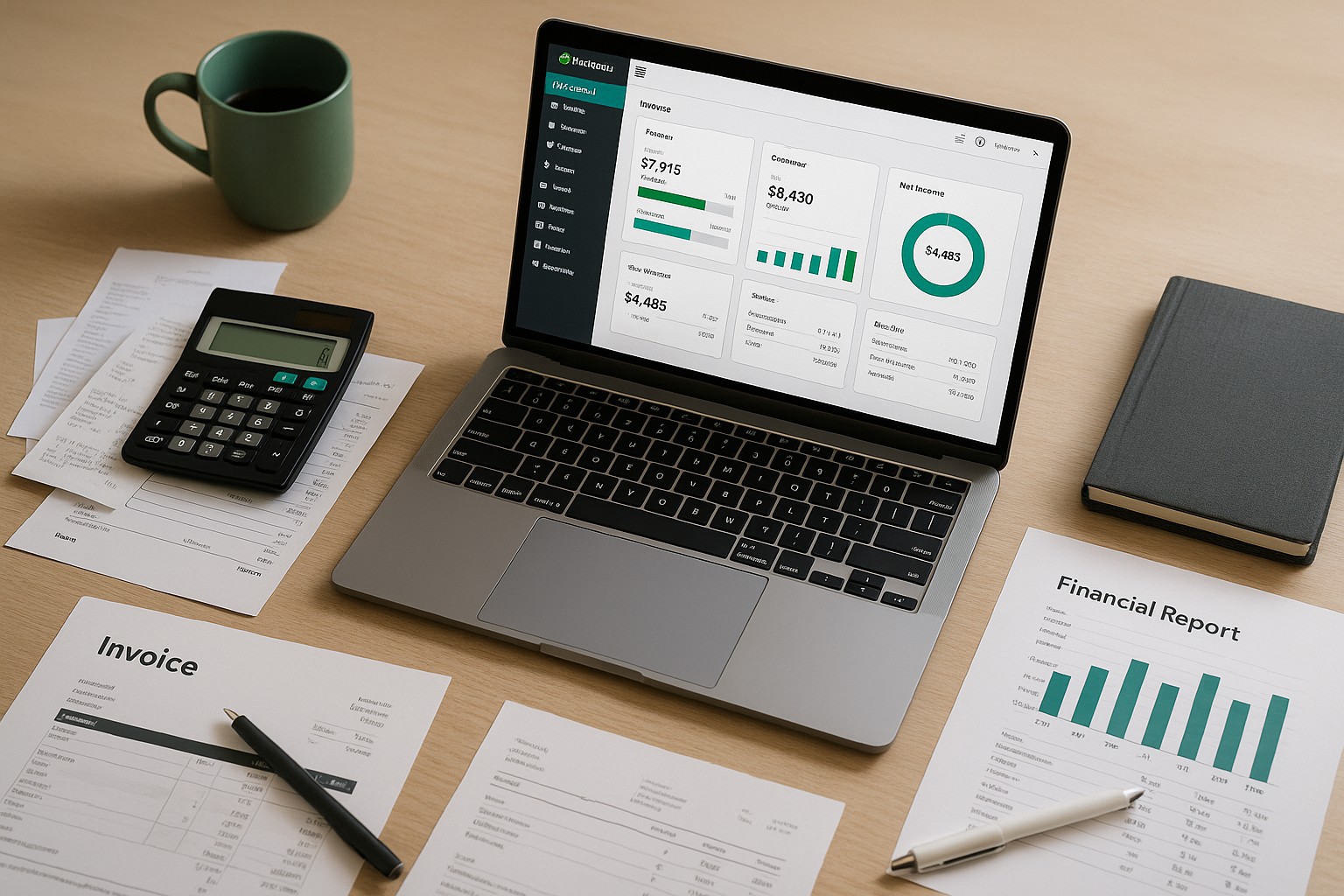 Accountant reviewing QuickBooks on a laptop, restoring an accountant's copy for a small business client