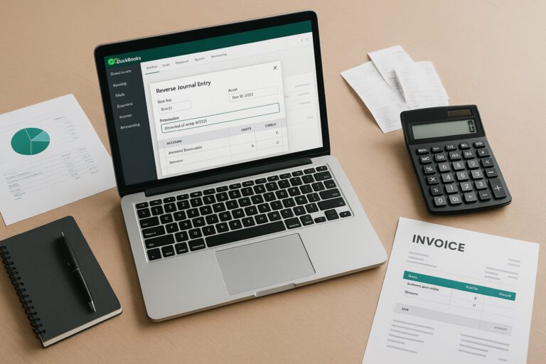 Screenshot of QuickBooks desktop interface highlighting the reversal of a journal entry for small business accounting.