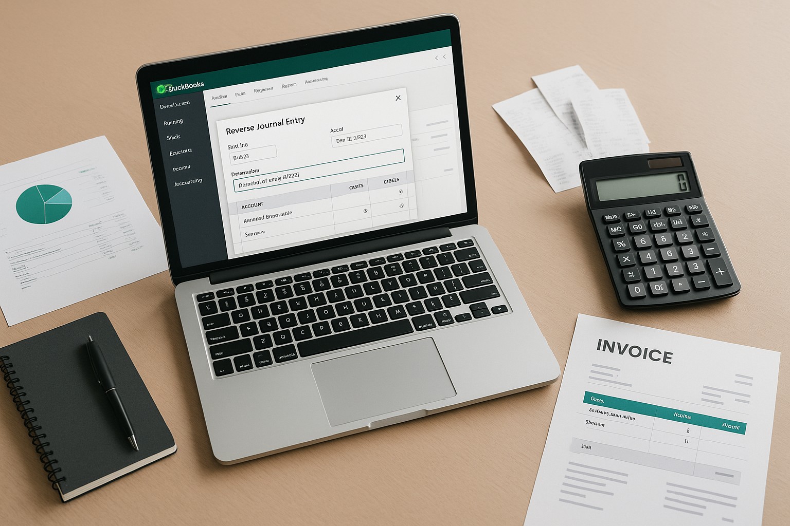 Screenshot of QuickBooks desktop interface highlighting the reversal of a journal entry for small business accounting.