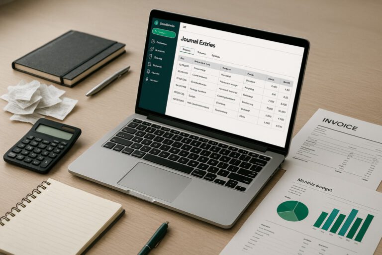 Screenshot of QuickBooks Online displaying a list of journal entries for a small business accounting workflow.