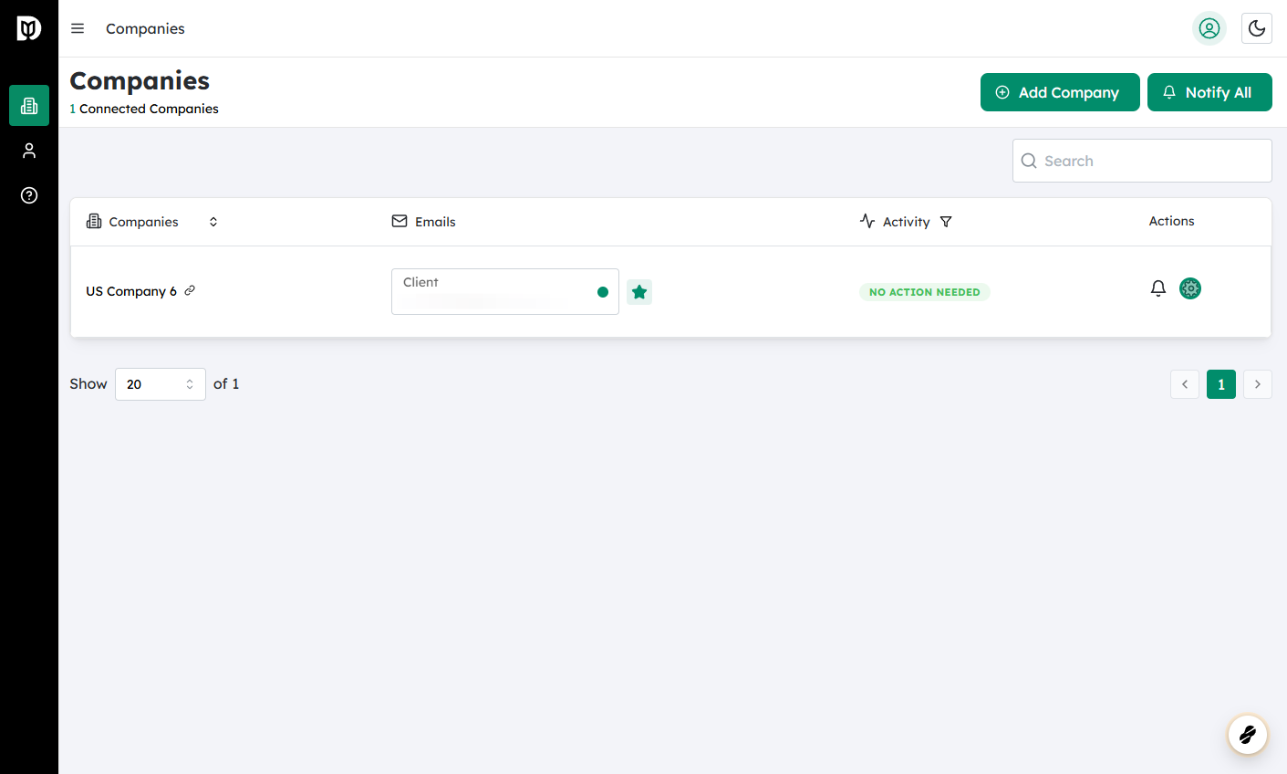 Log in to Debits and go to Companies