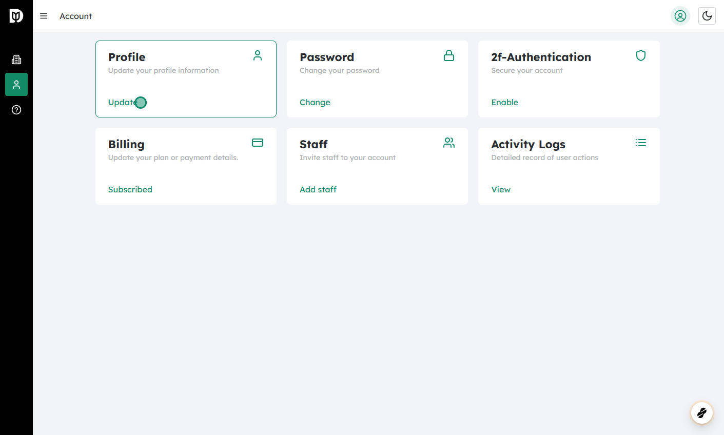 Log in to Debits and go to Account