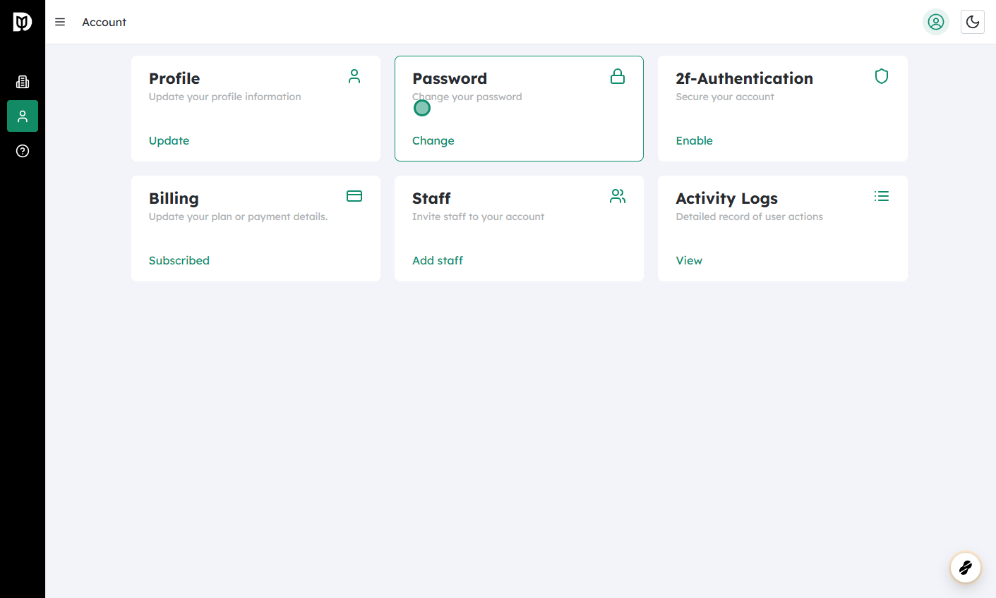 Log in to your Debits account and go to “Account”