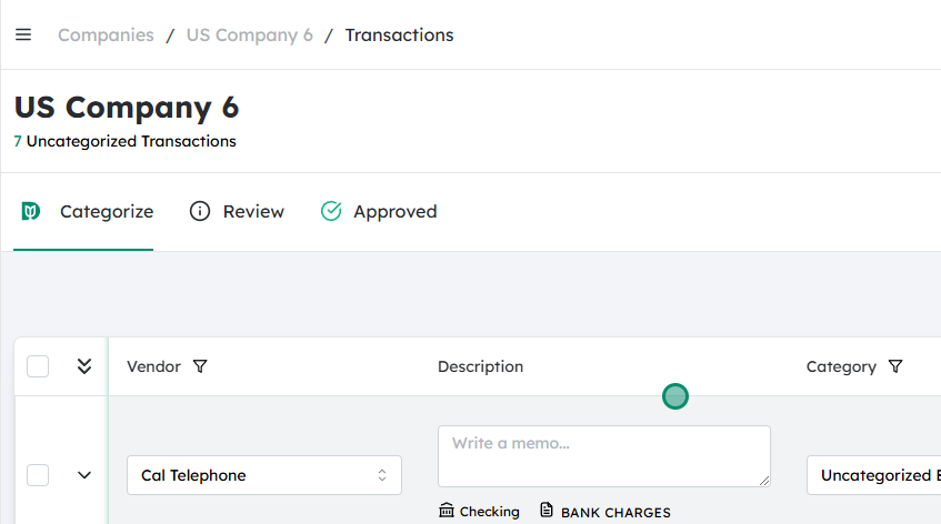 Navigate to the Company Transactions page