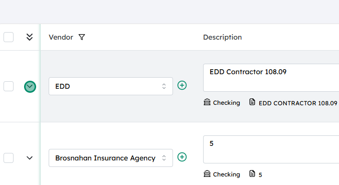 Expand the desired transaction
