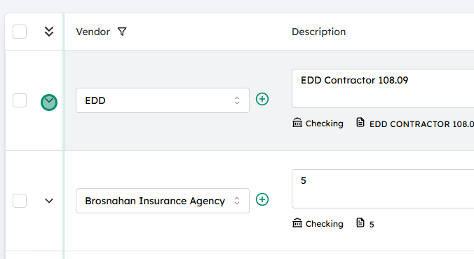 Expand the desired transaction