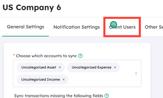 Open the Client Users section