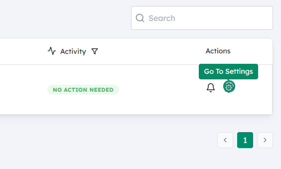 Click on the Settings icon for the company you want to change