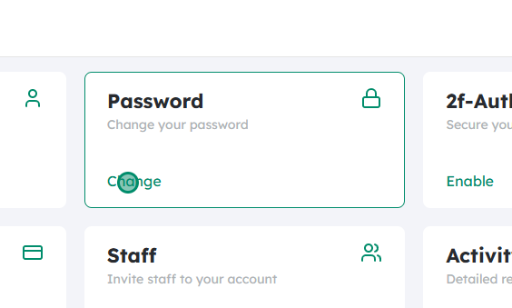 Click on “Change” to change your password