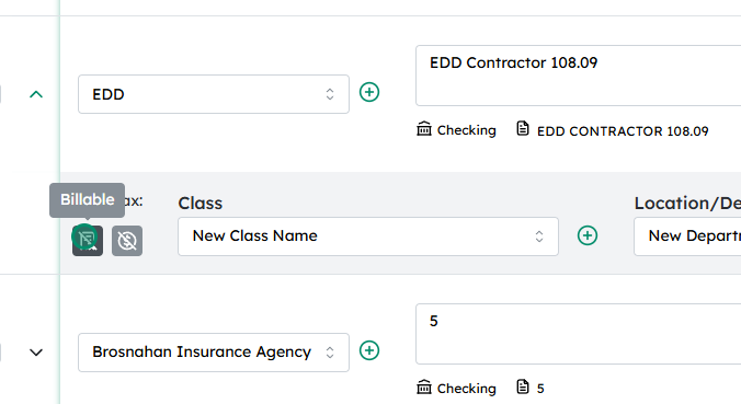 Click on the Billable icon