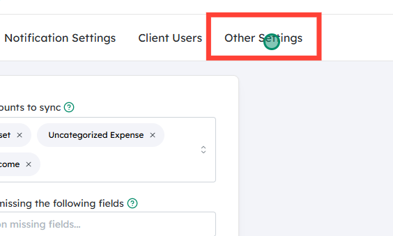 Click on Other Settings