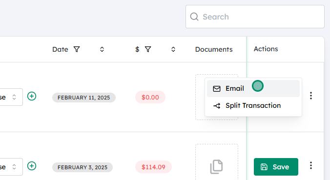 Locate the email action near the Save button