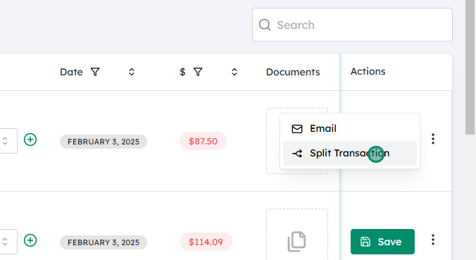 Click on Split Transaction