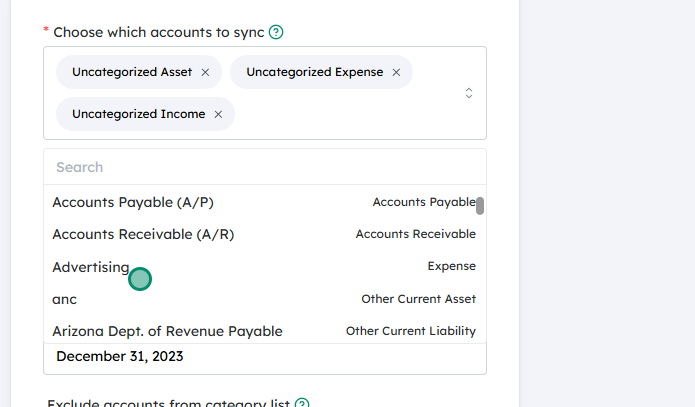 Select the accounts you want to sync