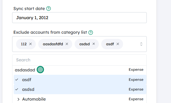 Select the categories you want to exclude