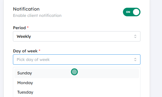 Choose the notification frequency