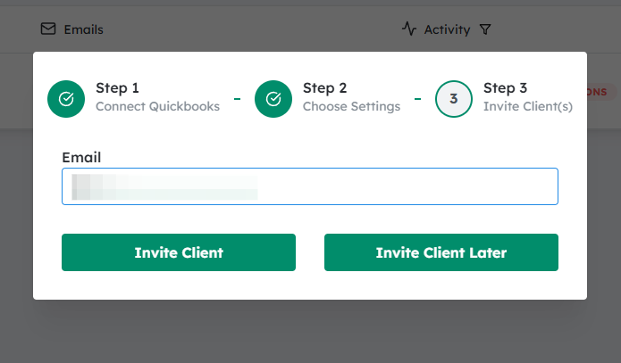 Enter the Client Email