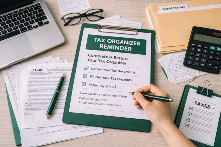 Tax organizer reminder templates