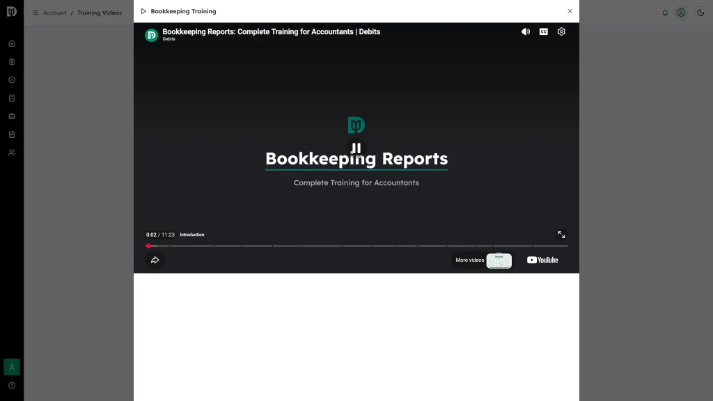 The Bookkeeping Training video playing in its window