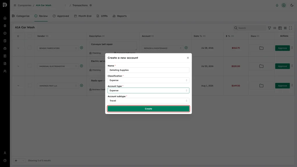 Create button at the bottom of the Create a new account window