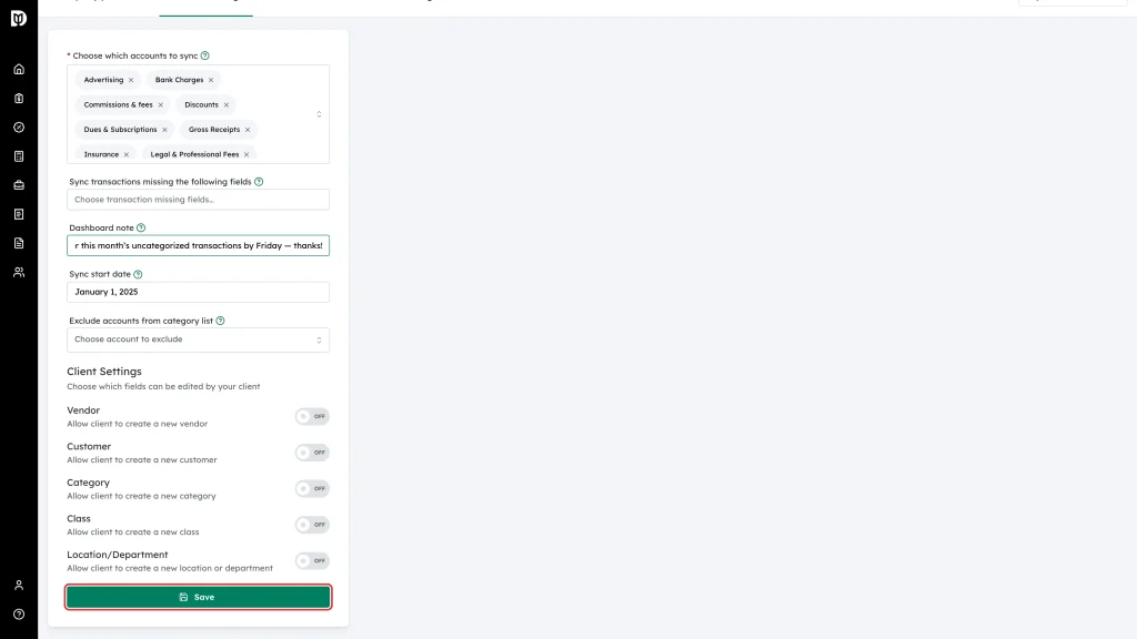 The Save button at the bottom of the General settings form