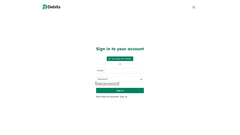 The Forgot your password? link under the Password field on the sign-in page