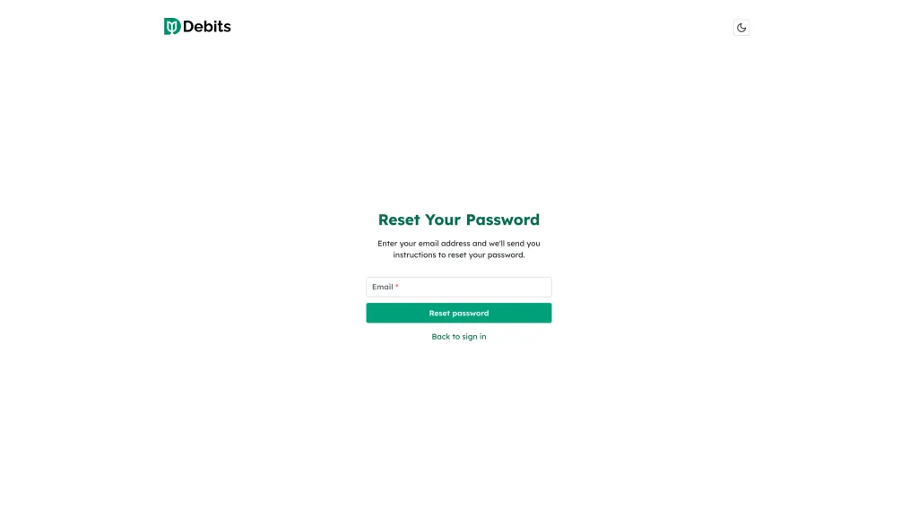 The Reset Your Password page with its Email field and Reset password button